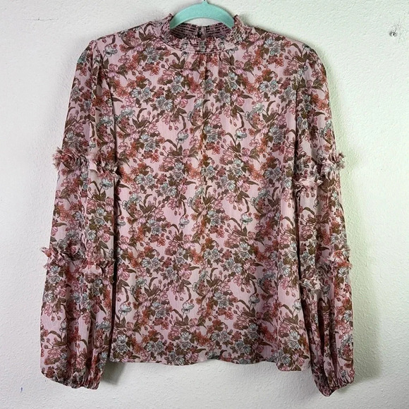 Cece Long Sleeve Peasant Floral Blouse size M - Picture 14 of 14